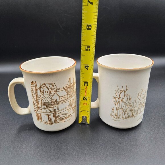 Manoir Collection Vintage Mugs Cabin Fishing Cup Coffee Stoneware Read - Picture 11 of 12